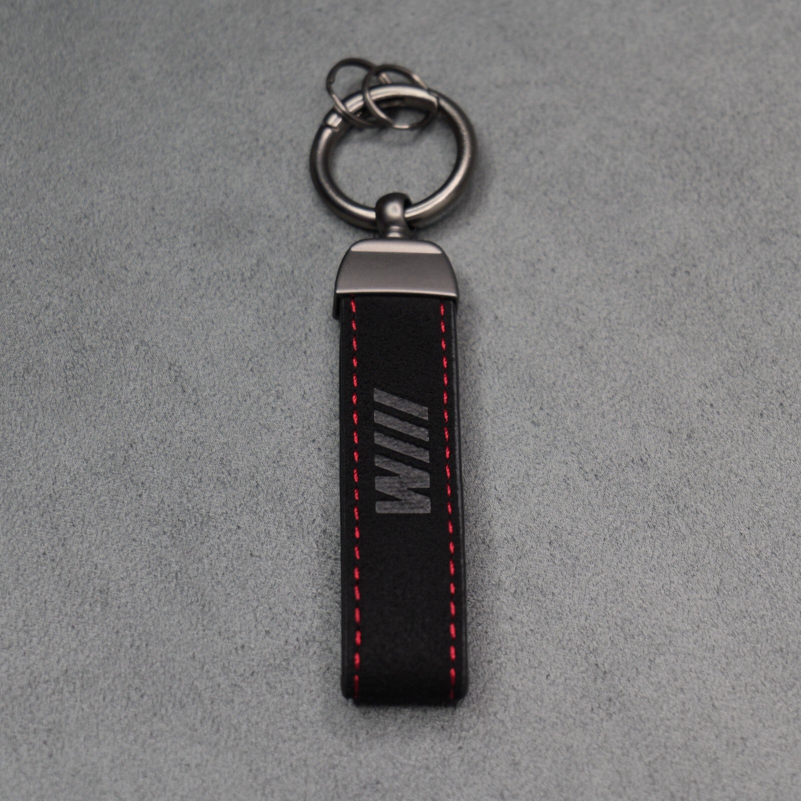 BMW M Performance Black Suede Key Ring Chain Alcantara Red Stitching Premium