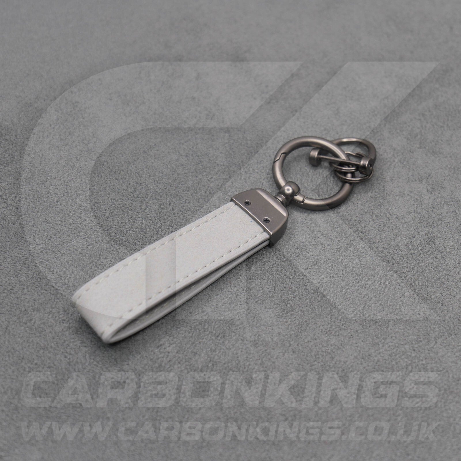 Fiat Abarth Grey Suede Key Ring Chain Alcantara Stitched 500 595 695 Punto