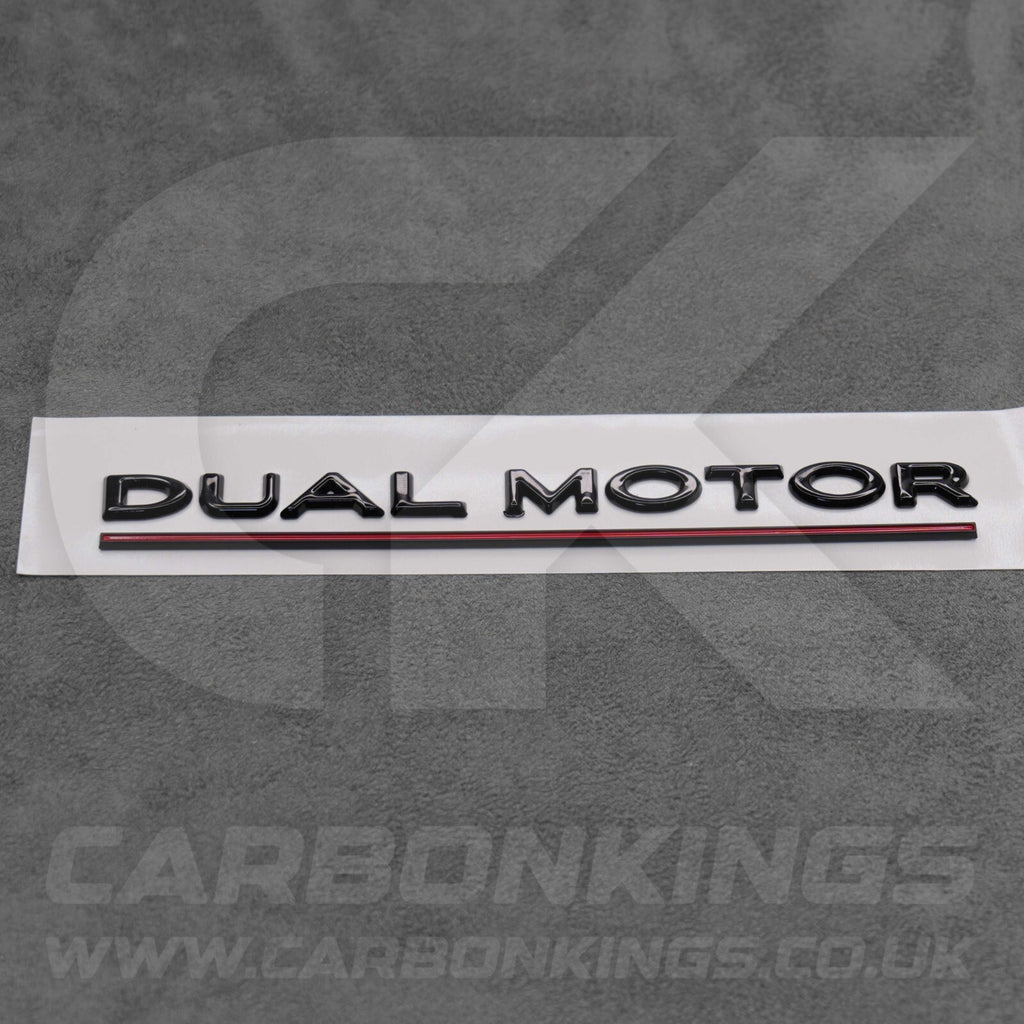Tesla Gloss Black with Red Line Dual Motor Rear Boot Badge Letters Model S 3 X Y