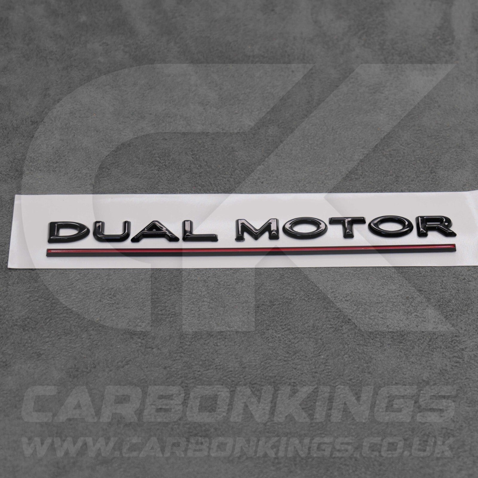Tesla Gloss Black with Red Line Dual Motor Rear Boot Badge Letters Model S 3 X Y