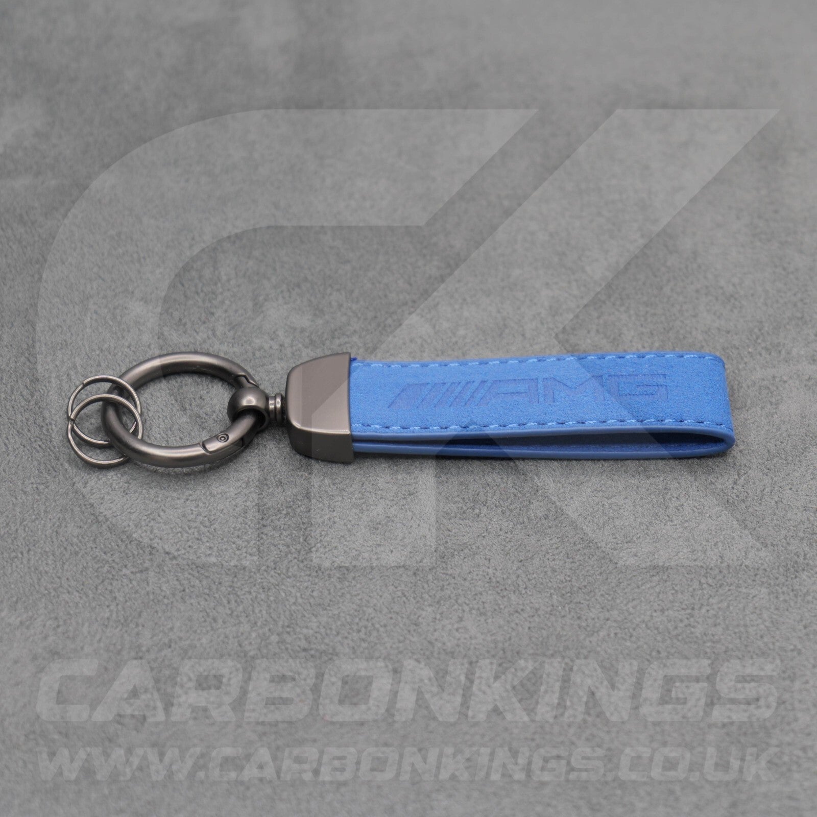 Mercedes AMG Blue Suede Key Ring Chain Alcantara Stitched C63 C43 A45 E63 A35