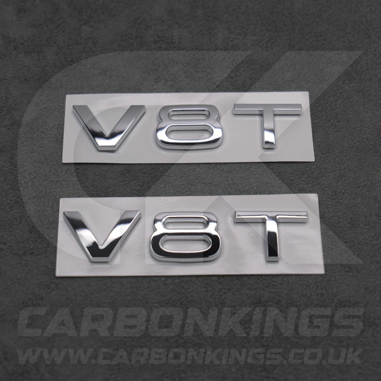 2x Chrome Silver V8T Side Wing Badge Emblems Audi SQ7 S6 S5 RS4 RS5 RS6 RS7 S8