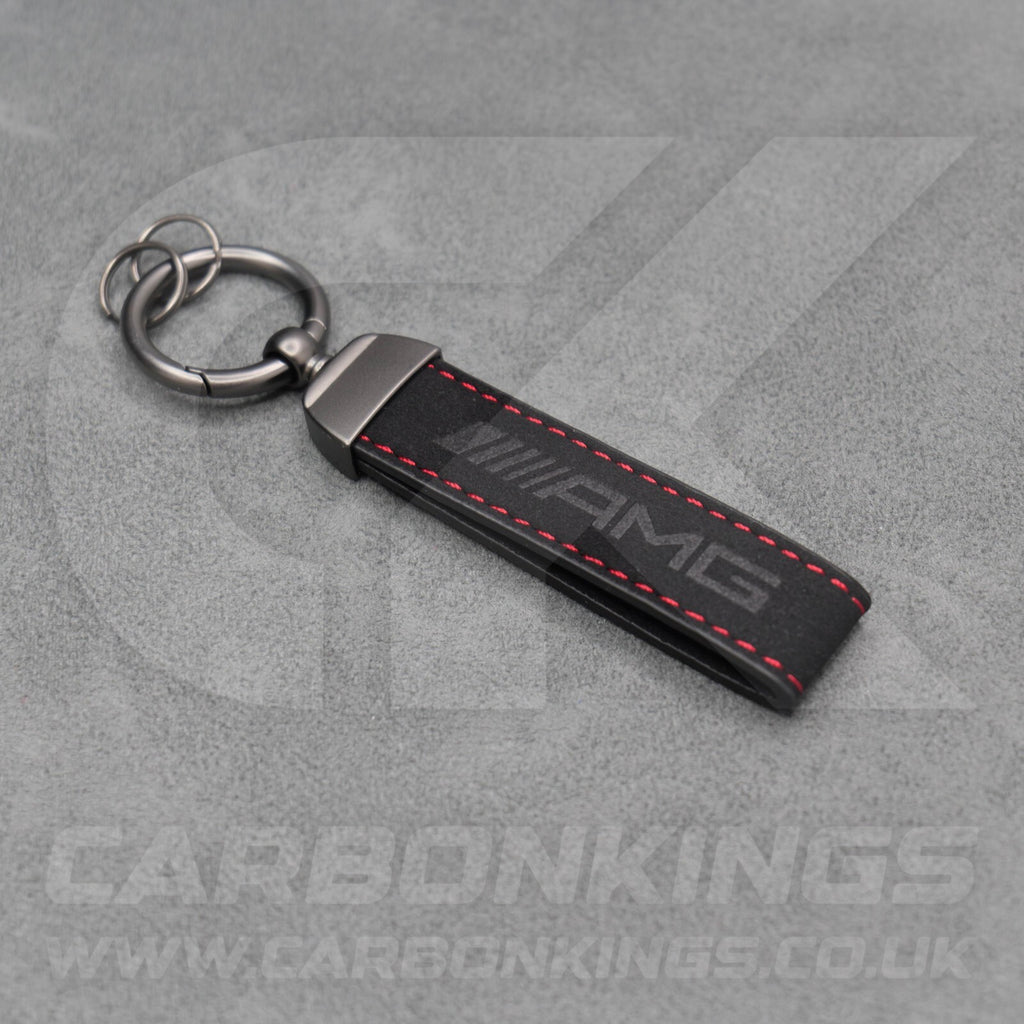 Mercedes AMG Black Suede Key Ring Chain Alcantara Stitched C63 C43 A45 E63 A35