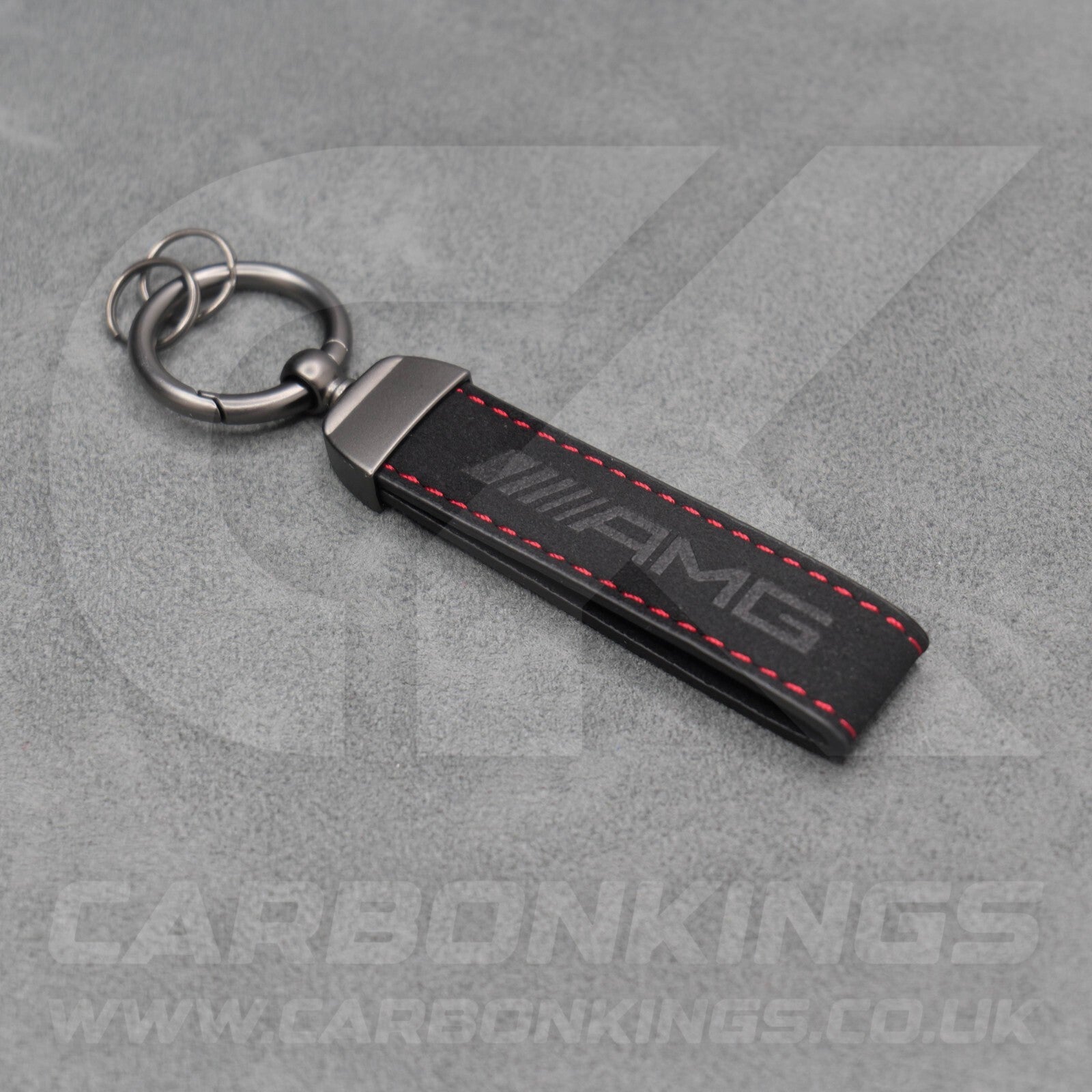 Mercedes AMG Black Suede Key Ring Chain Alcantara Stitched C63 C43 A45 E63 A35
