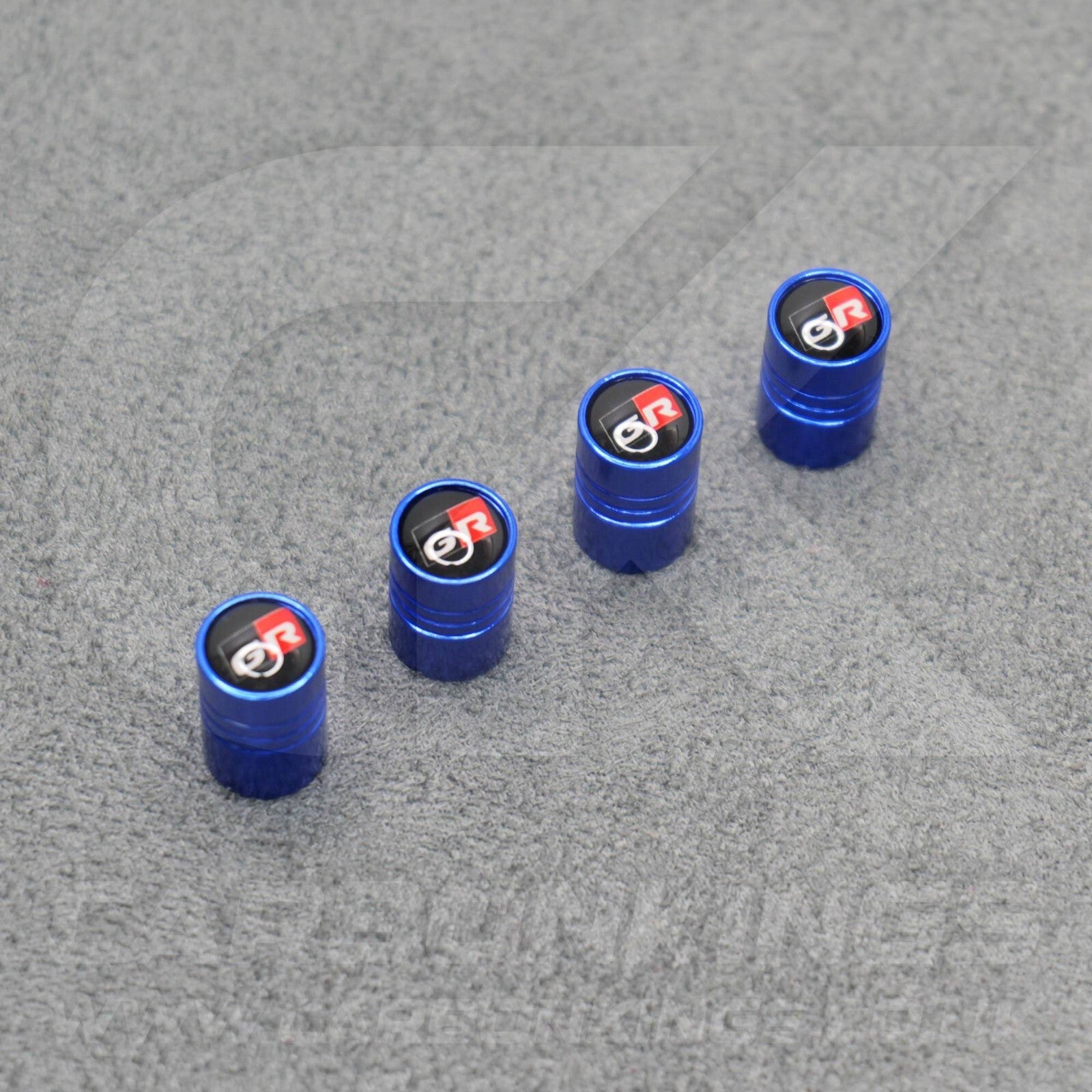 Toyota GR Gazoo Racing Blue Anodised Wheel Valve Dust Caps Set Yaris GR86 Supra