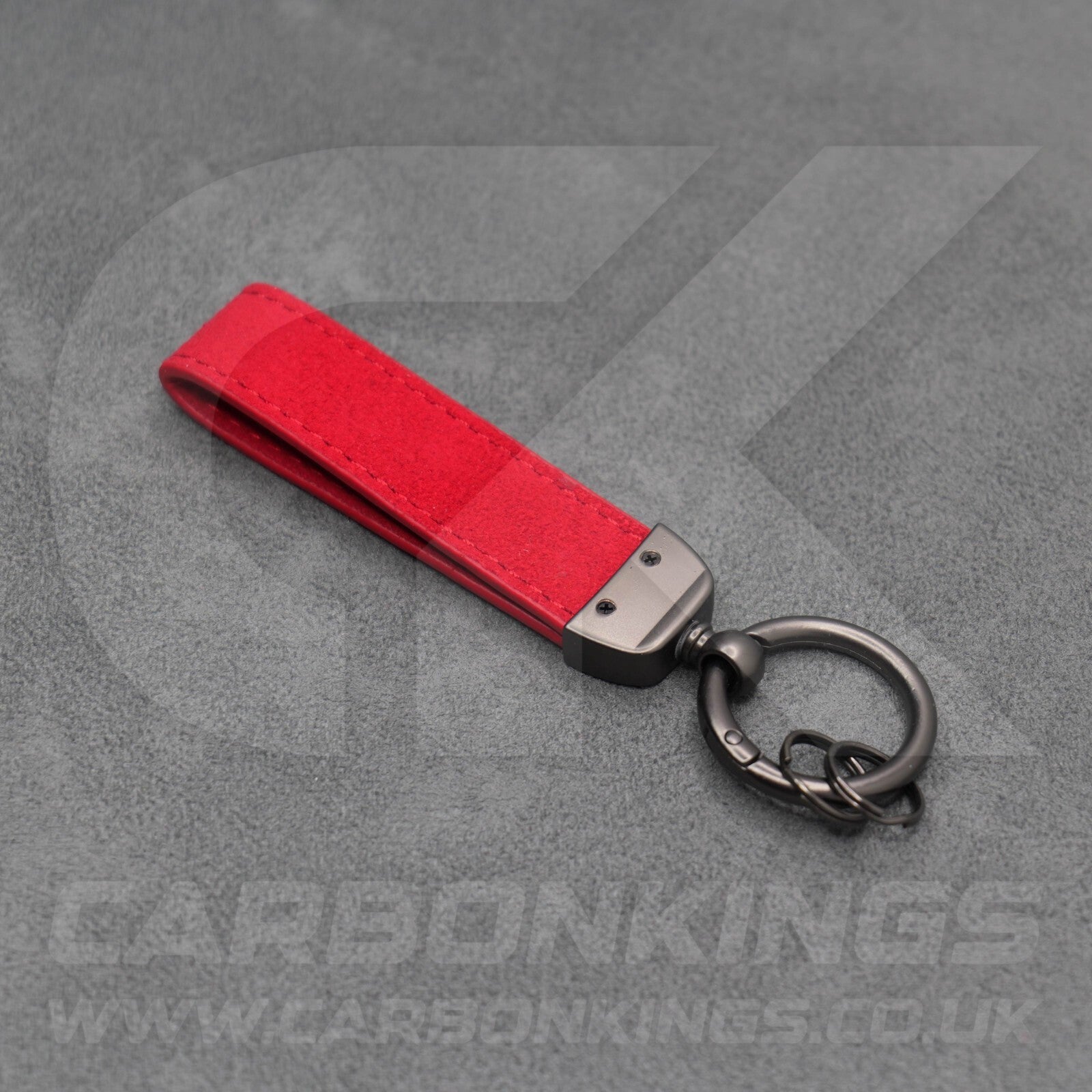 Mercedes AMG Red Suede Key Ring Chain Alcantara Stitched Premium C63 C43 A45 E63