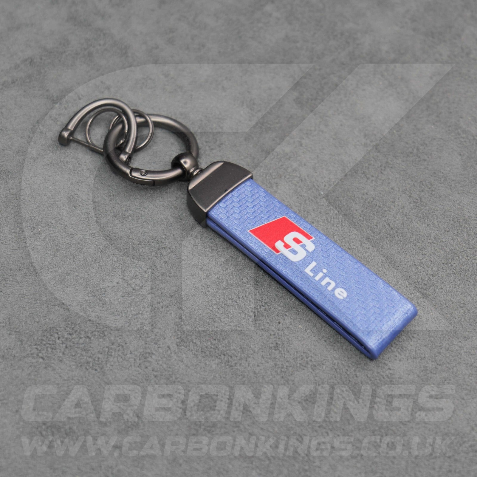 Audi S Line Blue Carbon Fibre Key Ring Chain A1 A3 A4 A5 A6 A7 Q3 Q4 Q5 Q6 Q7 Q8
