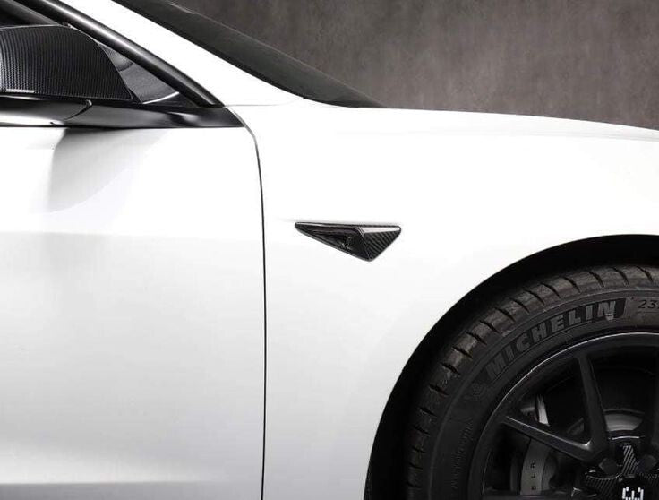 Tesla Model 3 Y X S Matte Carbon Fibre Style Side Camera Trims Caps Covers