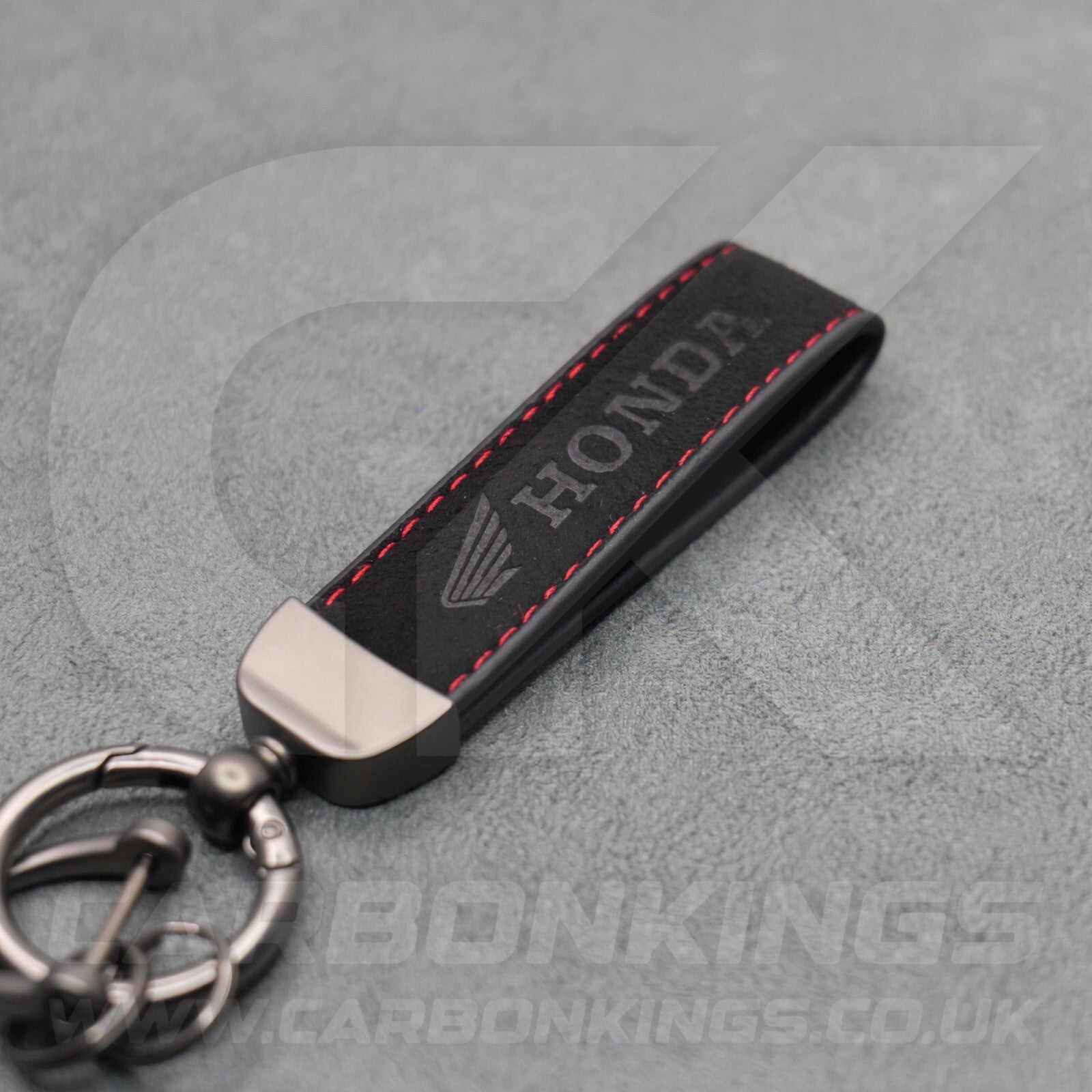 Honda Black Suede Key Ring Chain Car Civic Type R Premium Alcantara Stitched