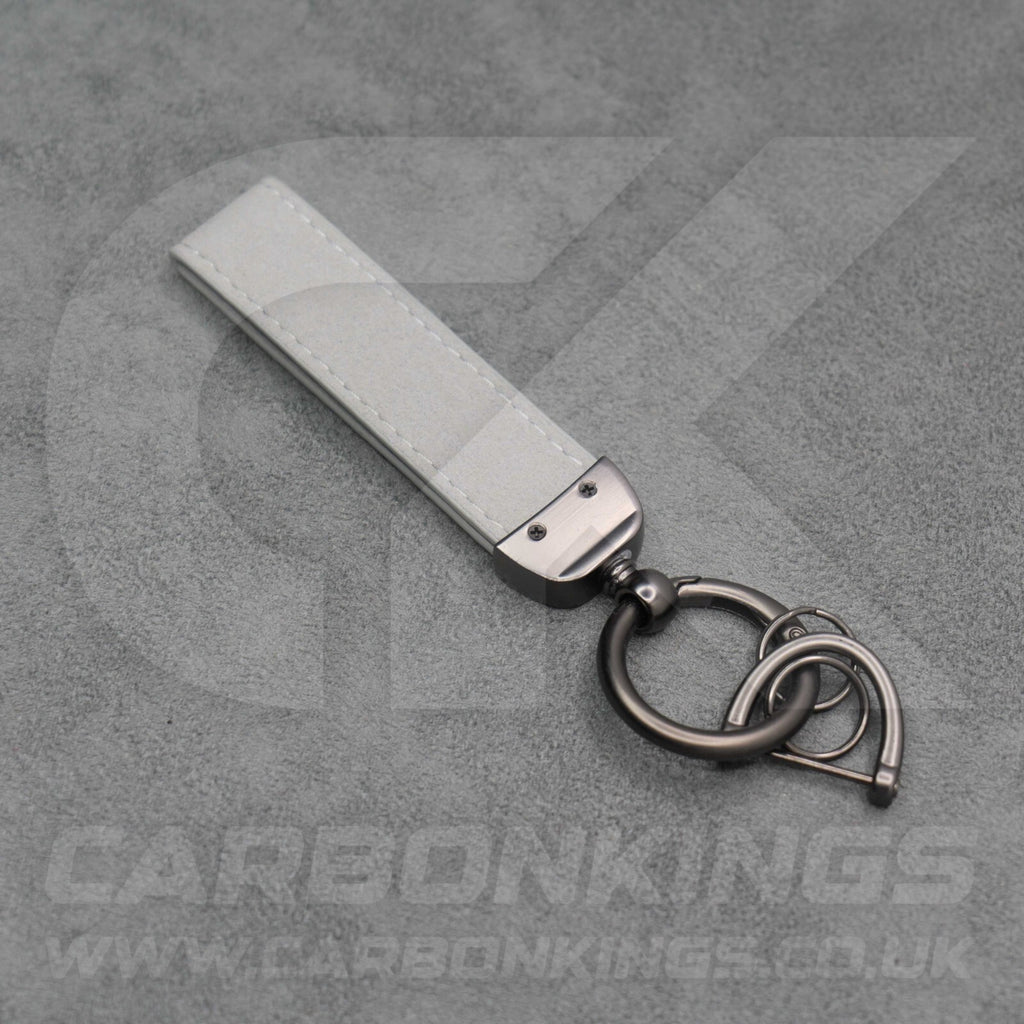 Mini Cooper Grey Suede Key Ring Chain JCW Alcantara Stitched Premium Car Keys