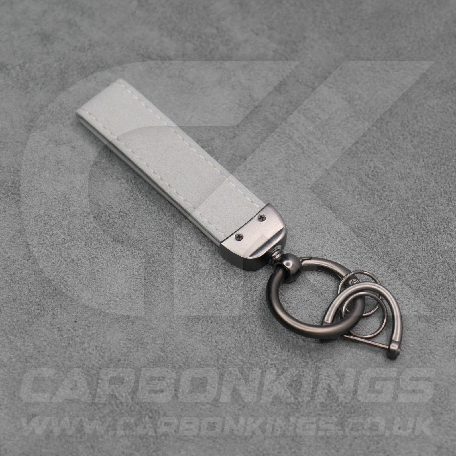 Mini Cooper Grey Suede Key Ring Chain JCW Alcantara Stitched Premium Car Keys