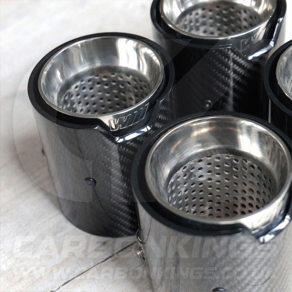 4x BMW M Performance Carbon Fibre Silver Exhaust Tips M2 M3 M4 M5 F80 F82 F83