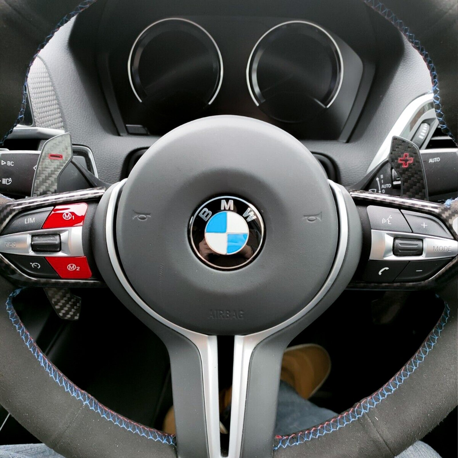BMW Carbon Fibre / White Gear Shifter Paddles F80 M3 F82 F83 M4 F87 M2 F30 G80