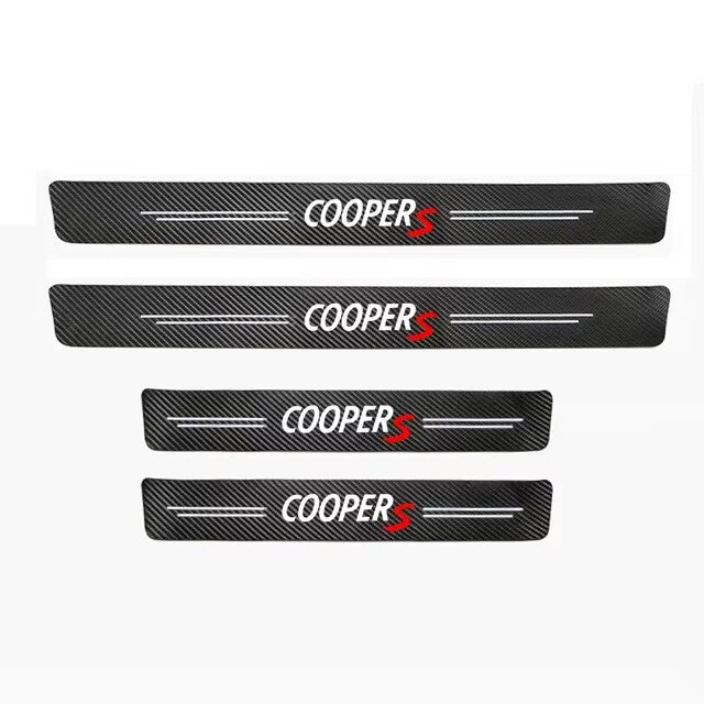 Mini Cooper S Carbon Fibre Anti Scratch Door Sill Protector Set Protection R55 +