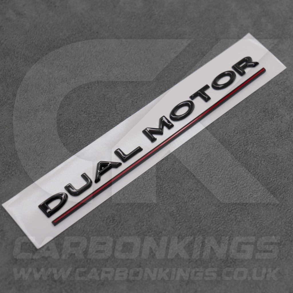 Tesla Gloss Black with Red Line Dual Motor Rear Boot Badge Letters Model S 3 X Y