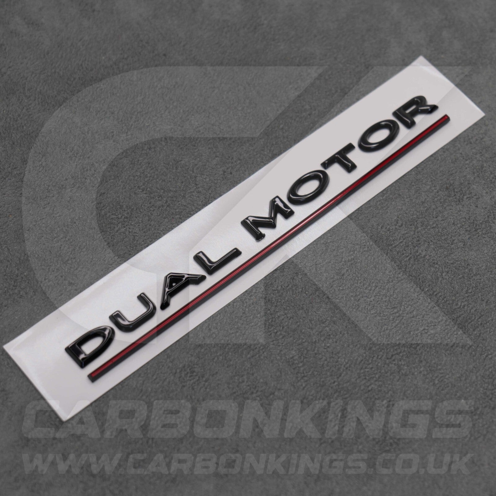 Tesla Gloss Black with Red Line Dual Motor Rear Boot Badge Letters Model S 3 X Y
