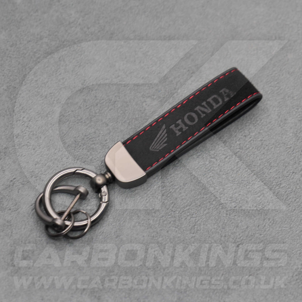 Honda Black Suede Key Ring Chain Car Civic Type R Premium Alcantara Stitched