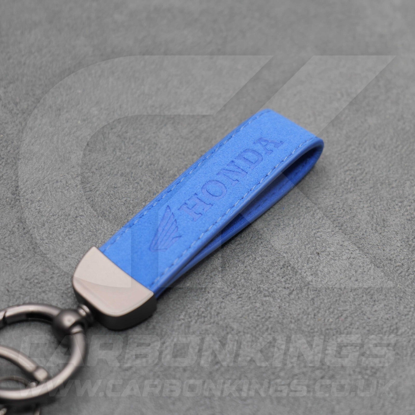 Honda Blue Suede Key Ring Chain Car Civic Type R Premium Alcantara Stitched
