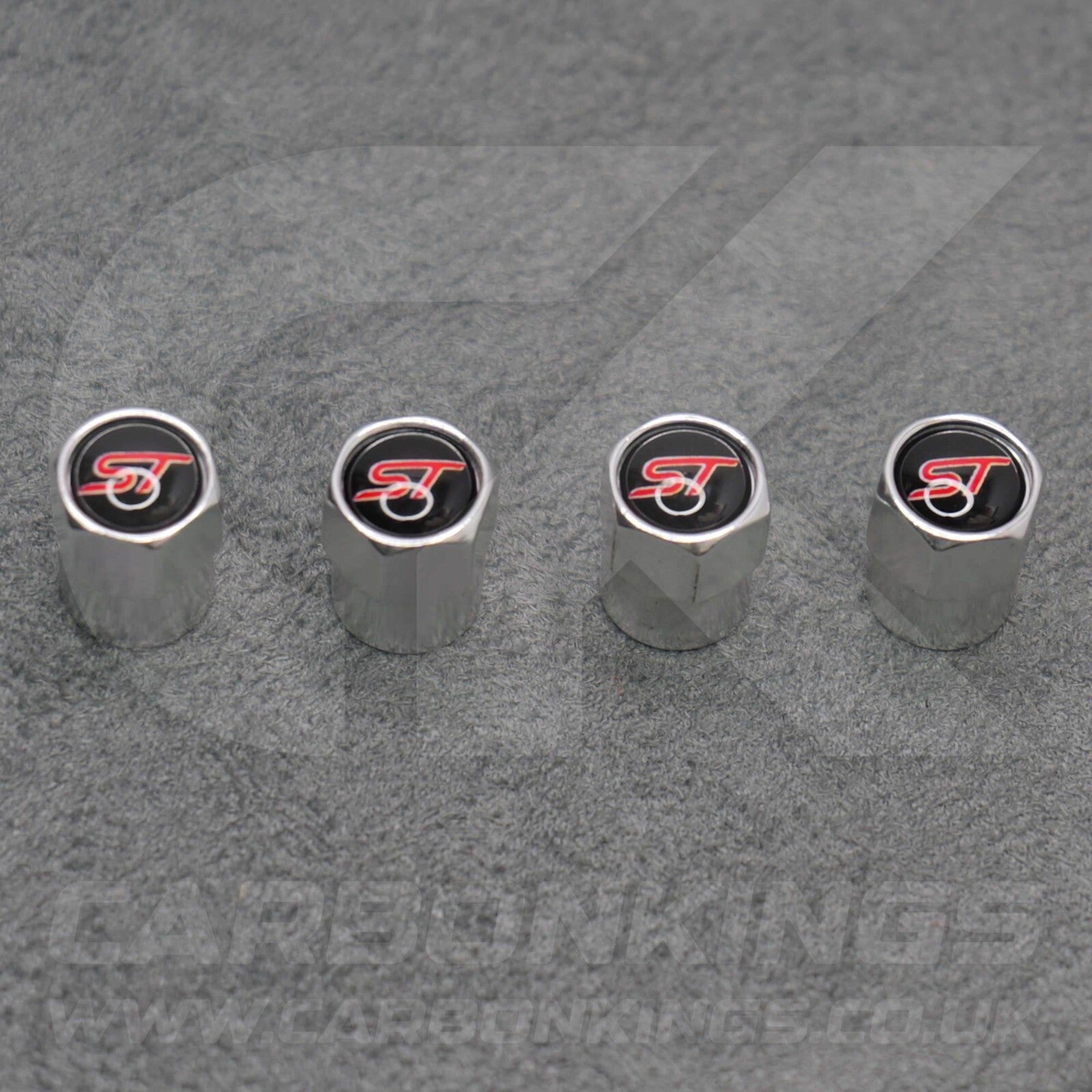 Ford ST Sport Silver Anodised Wheel Valve Dust Caps Set Fiesta Focus Edge Puma