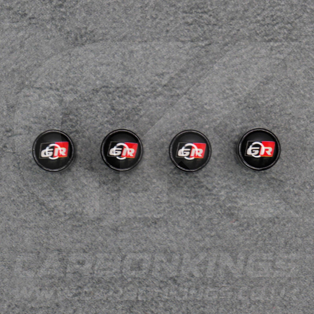 Toyota GR Gazoo Racing Black Anodised Wheel Valve Dust Caps Set Yaris GR86 Supra