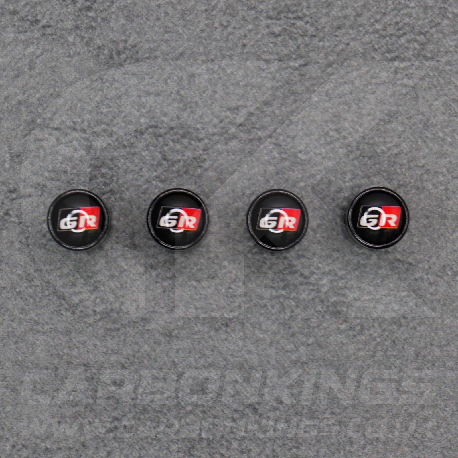 Toyota GR Gazoo Racing Black Anodised Wheel Valve Dust Caps Set Yaris GR86 Supra