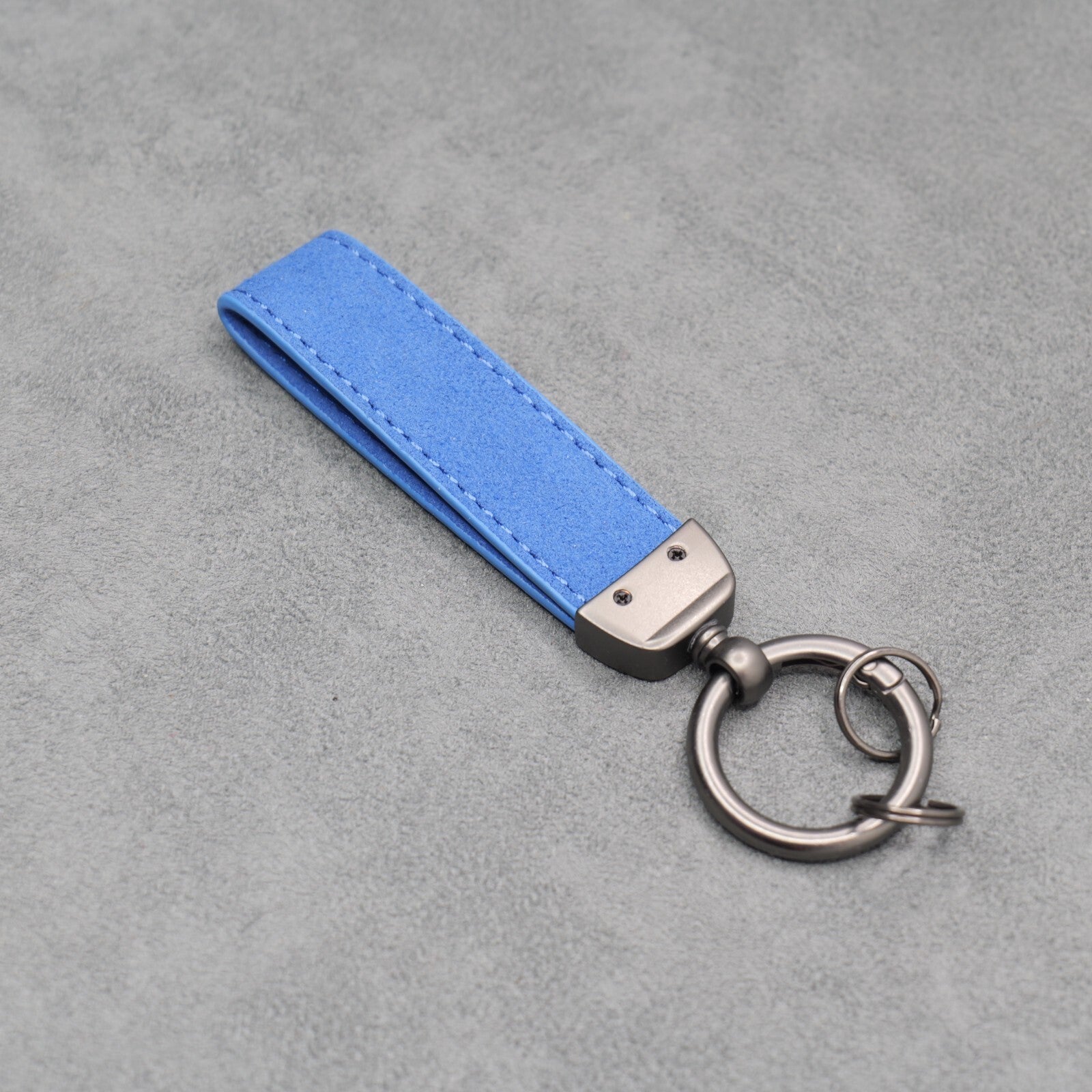 BMW M Performance Blue Suede Key Ring Chain Alcantara Red Stitching Premium