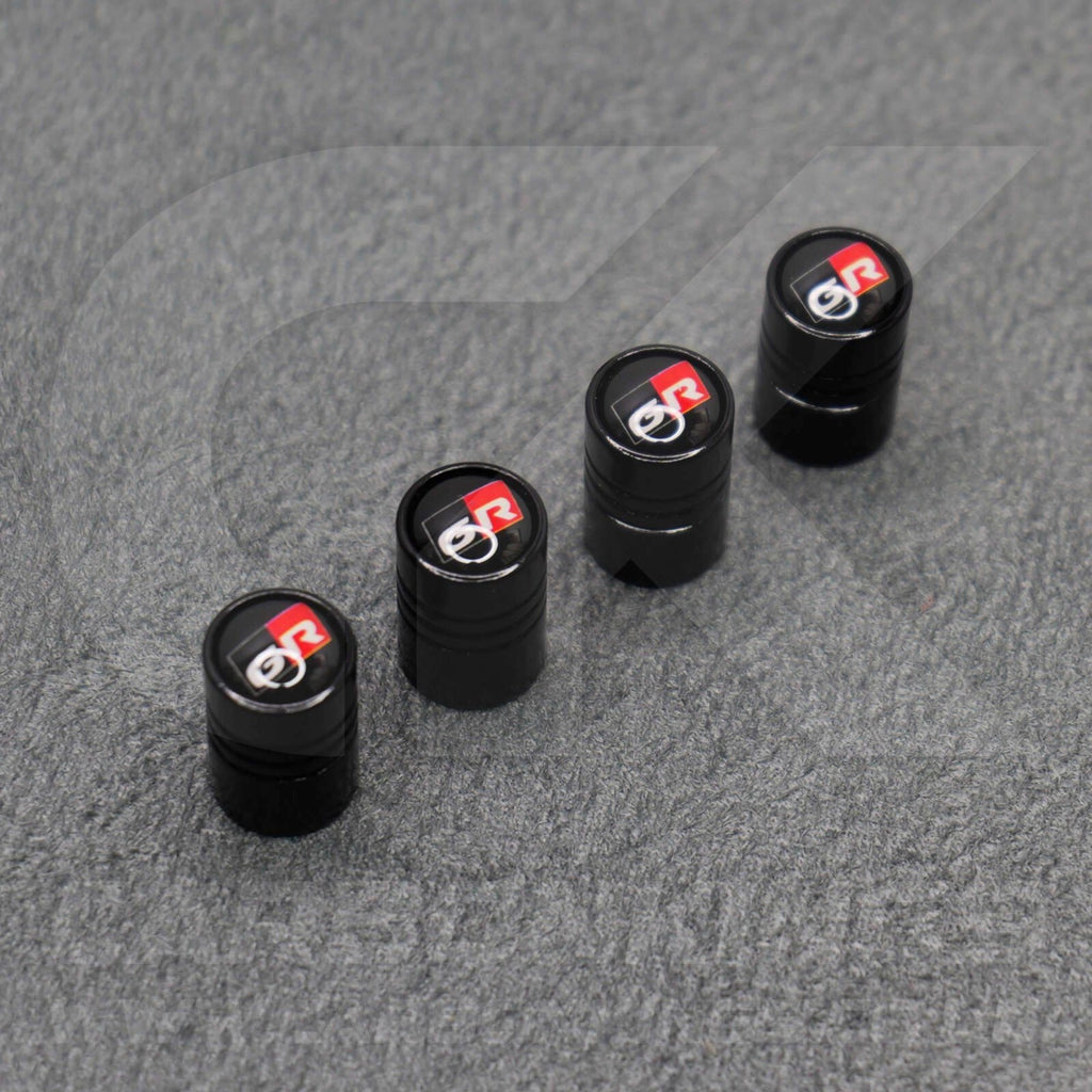 Toyota GR Gazoo Racing Black Anodised Wheel Valve Dust Caps Set Yaris GR86 Supra