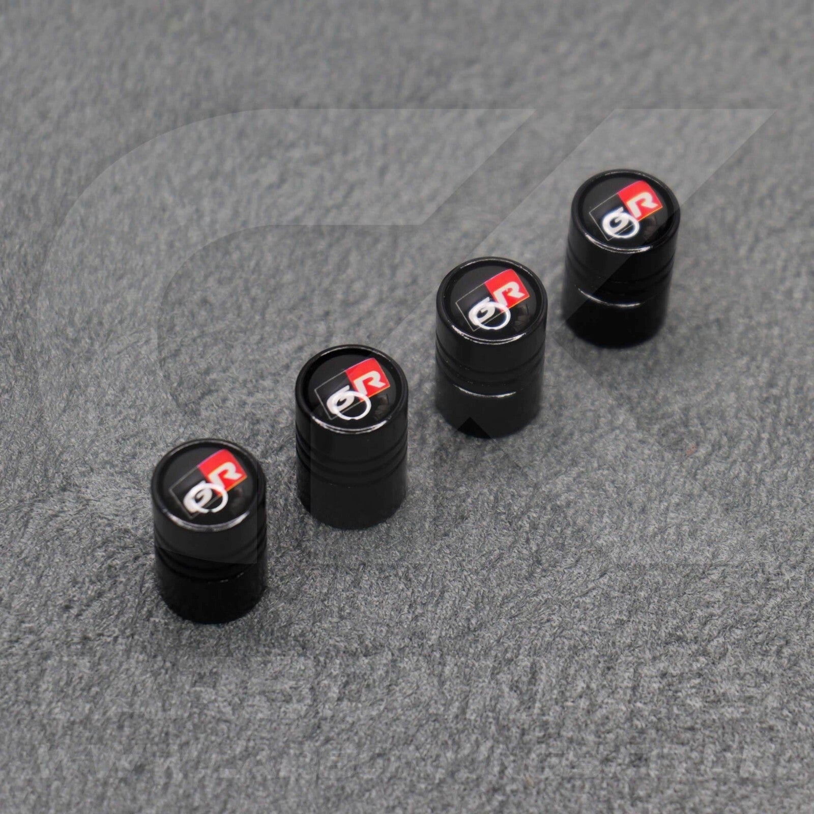 Toyota GR Gazoo Racing Black Anodised Wheel Valve Dust Caps Set Yaris GR86 Supra