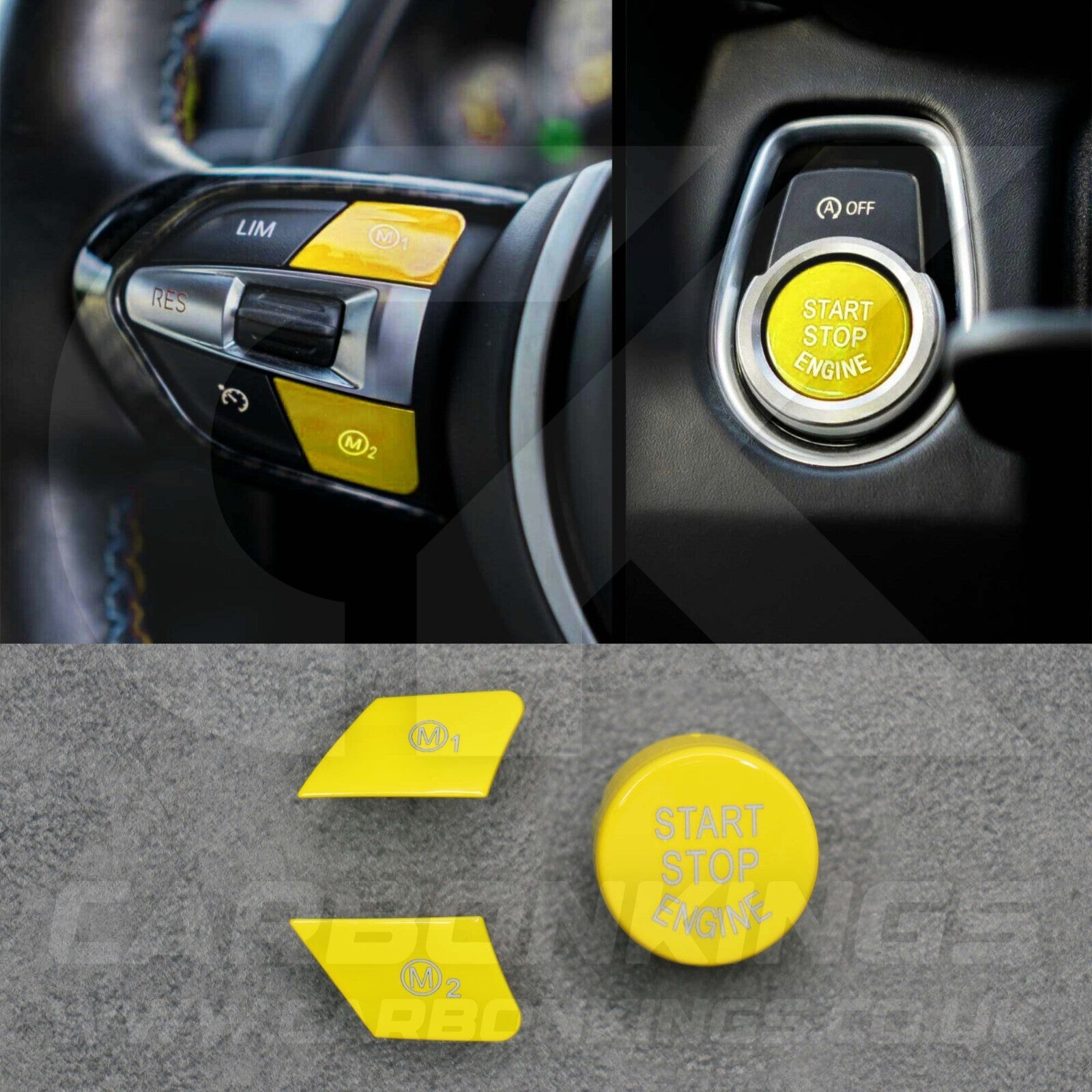 Yellow M1 M2 & Start Buttons Set for BMW M2 M3 M4 M5 M6 X5M F80 F82 F83 F85 F87