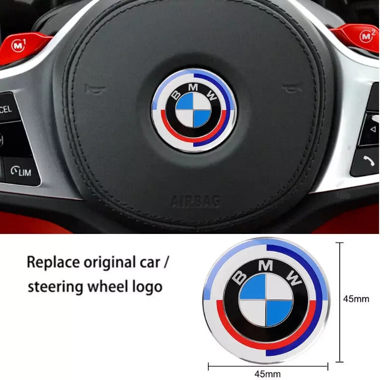 50th Anniversary 46mm Steering Wheel Cap Badge Emblem for B M W - 50 Years