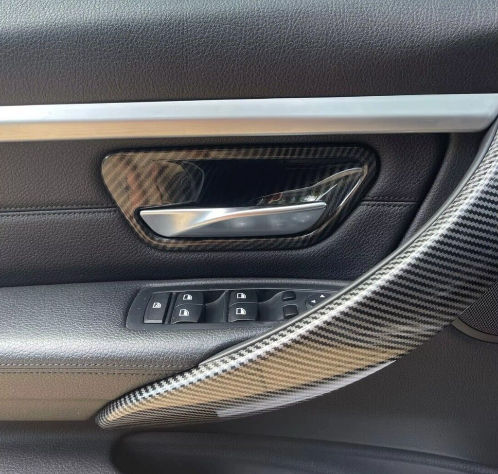 Carbon Fibre Style Interior Door Handle Trims BMW F80 M3 F82 M4 F83 F30 F32 3 4