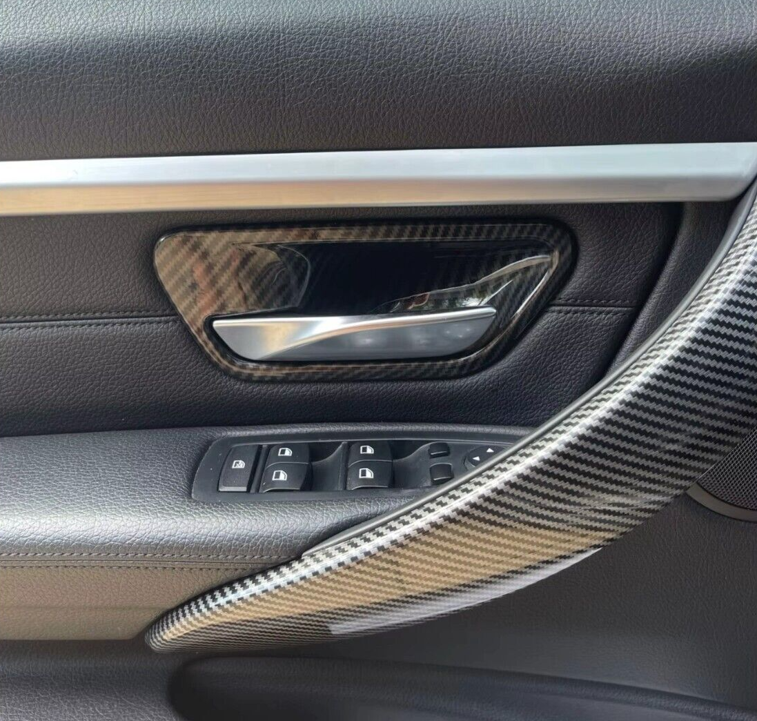 Carbon Fibre Style Interior Door Handle Trims BMW F80 M3 F82 M4 F83 F30 F32 3 4