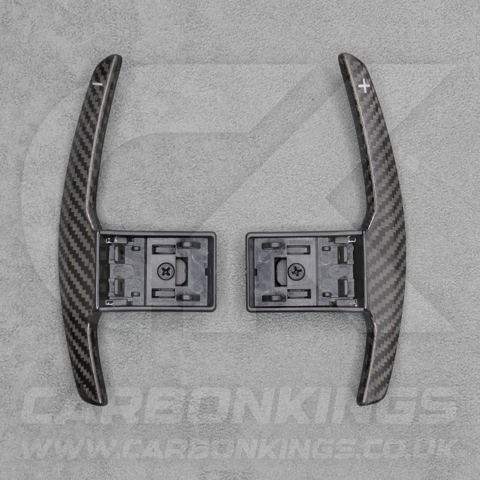 Carbon Fibre & White +/- Gear Paddle Shifters BMW F80 M3 F82 F83 M4 F87 M2 F30