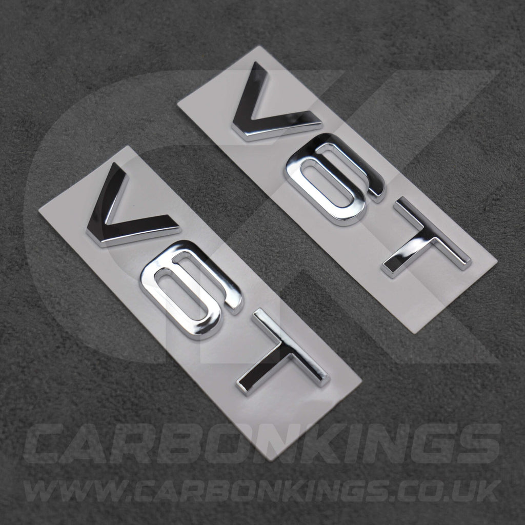 2x Chrome Silver V6T Side Wing Badge Emblems A4 A5 A6 A7 S3 S4 S5 S6 Q5 Q7