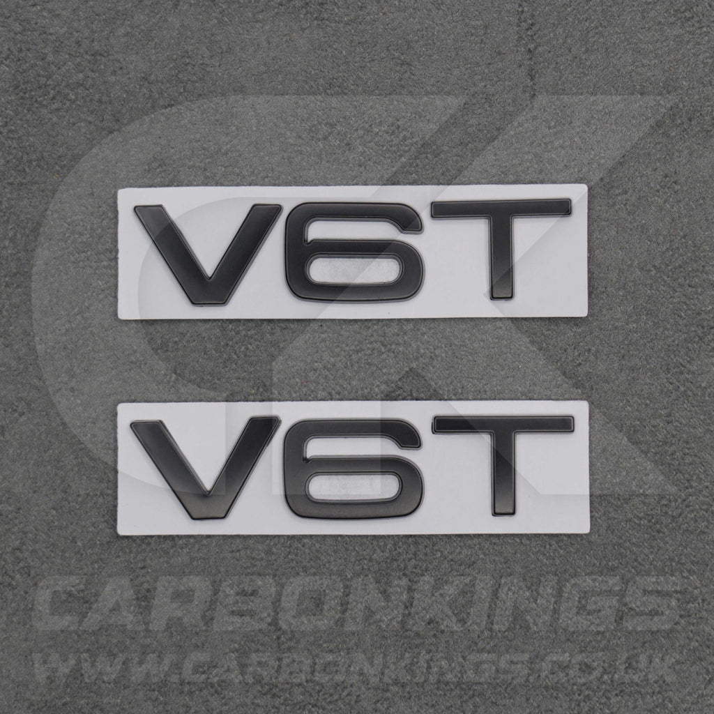 2x Matte Black V6T Side Wing Badge Emblems Audi A4 A5 A6 A7 S3 S4 S5 S6 Q5 Q7 V6