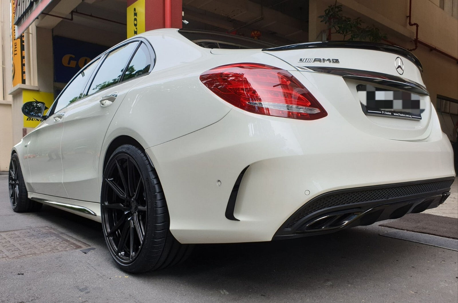 Mercedes C43 C63 Saloon Gloss Black Rear Bumper Side Vent Trims W205 C Class AMG