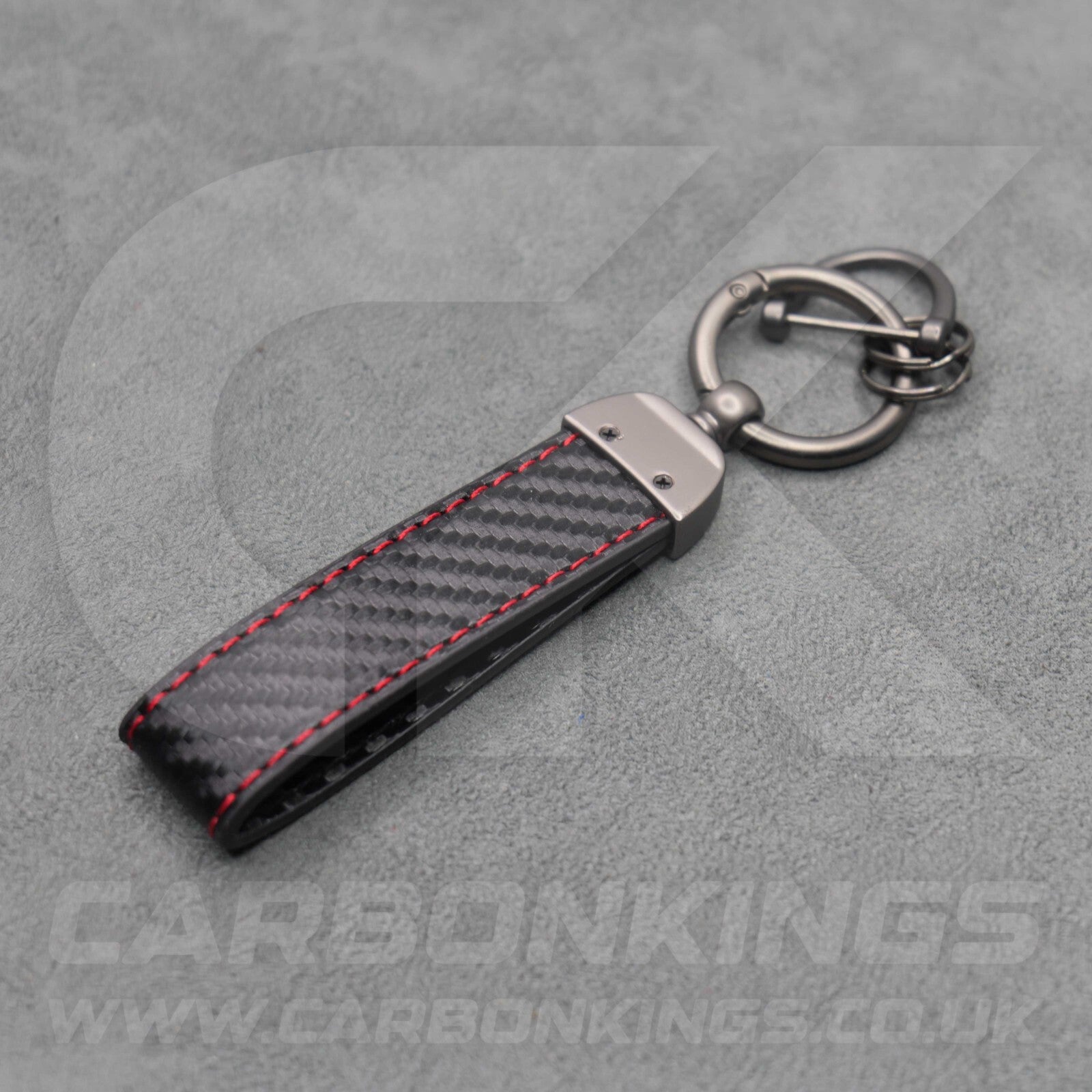 Mercedes AMG Carbon Fibre Key Ring Chain Red Stitching C63 C43 A45 E63 S63 A35
