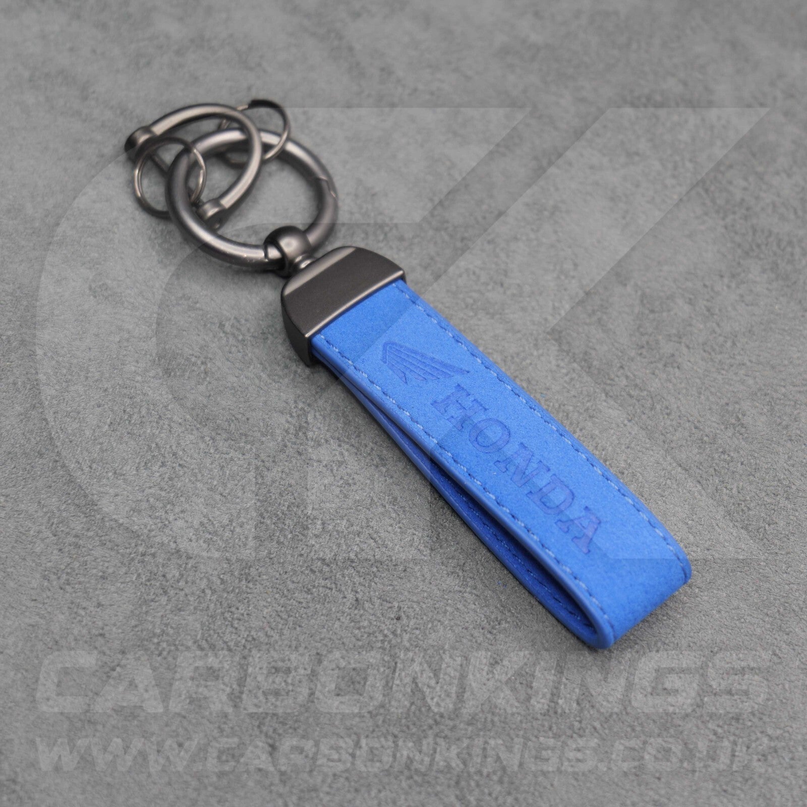 Honda Blue Suede Key Ring Chain Car Civic Type R Premium Alcantara Stitched