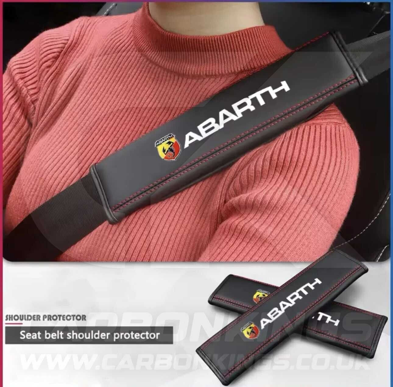 Fiat Abarth Luxury Leather Seatbelt Shoulder Cover Pad Protector for 124 500 595