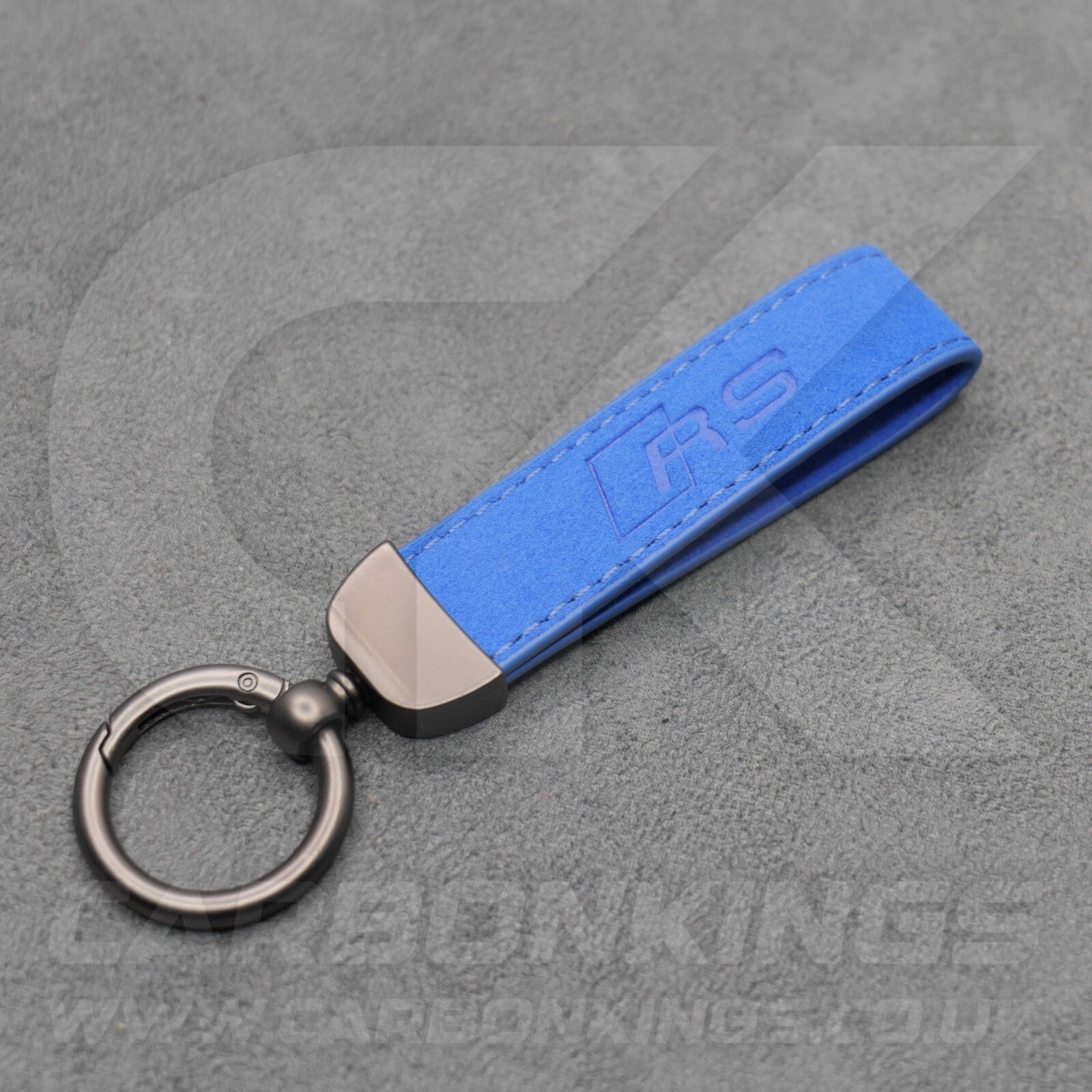 Audi RS Blue Suede Key Ring Chain Alcantara Stitched Premium RS3 RS4 RS5 RS6 RS7