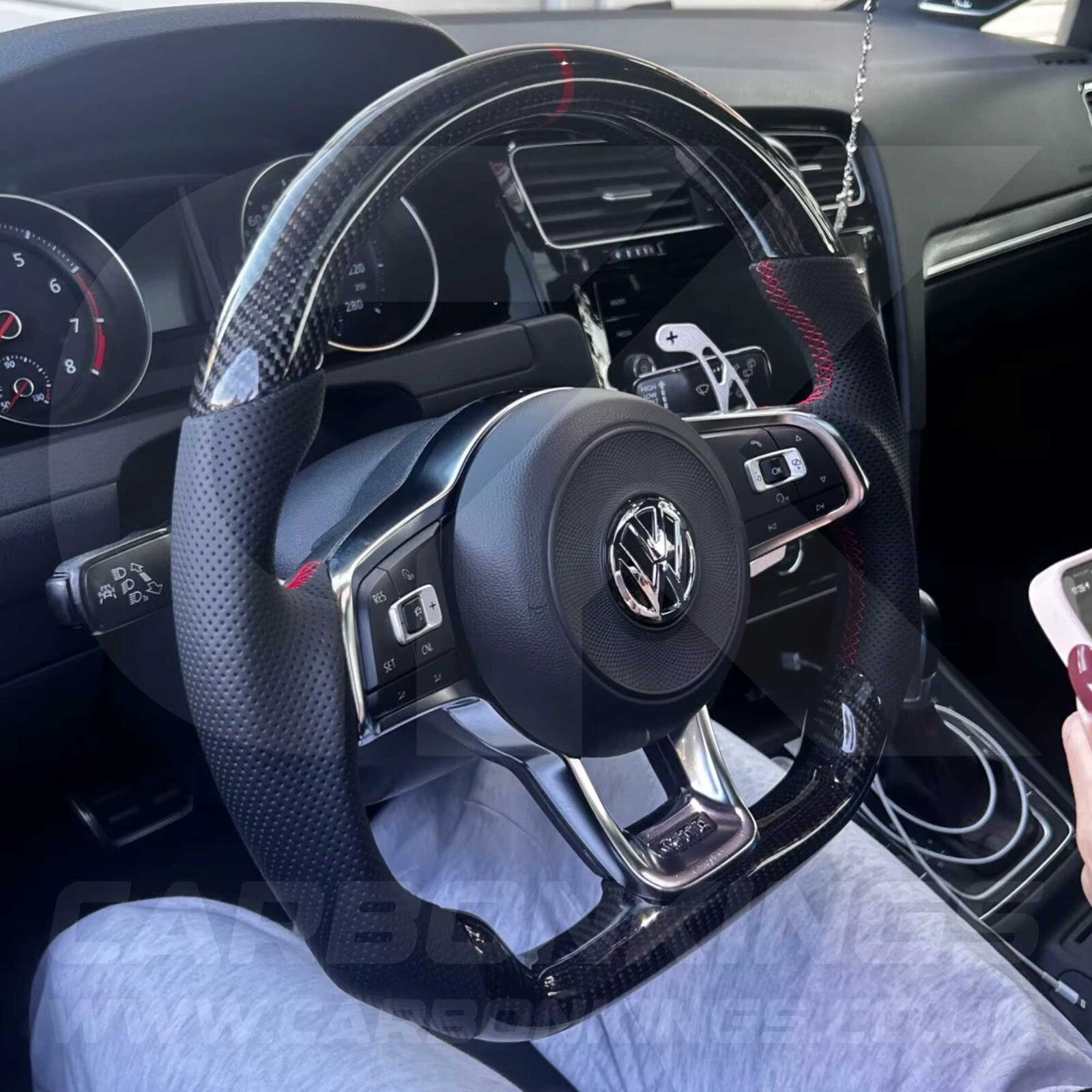 Volkswagen Carbon Fibre Steering Wheel VW Golf MK7 MK7.5 R R-Line GTI GTD GTE +