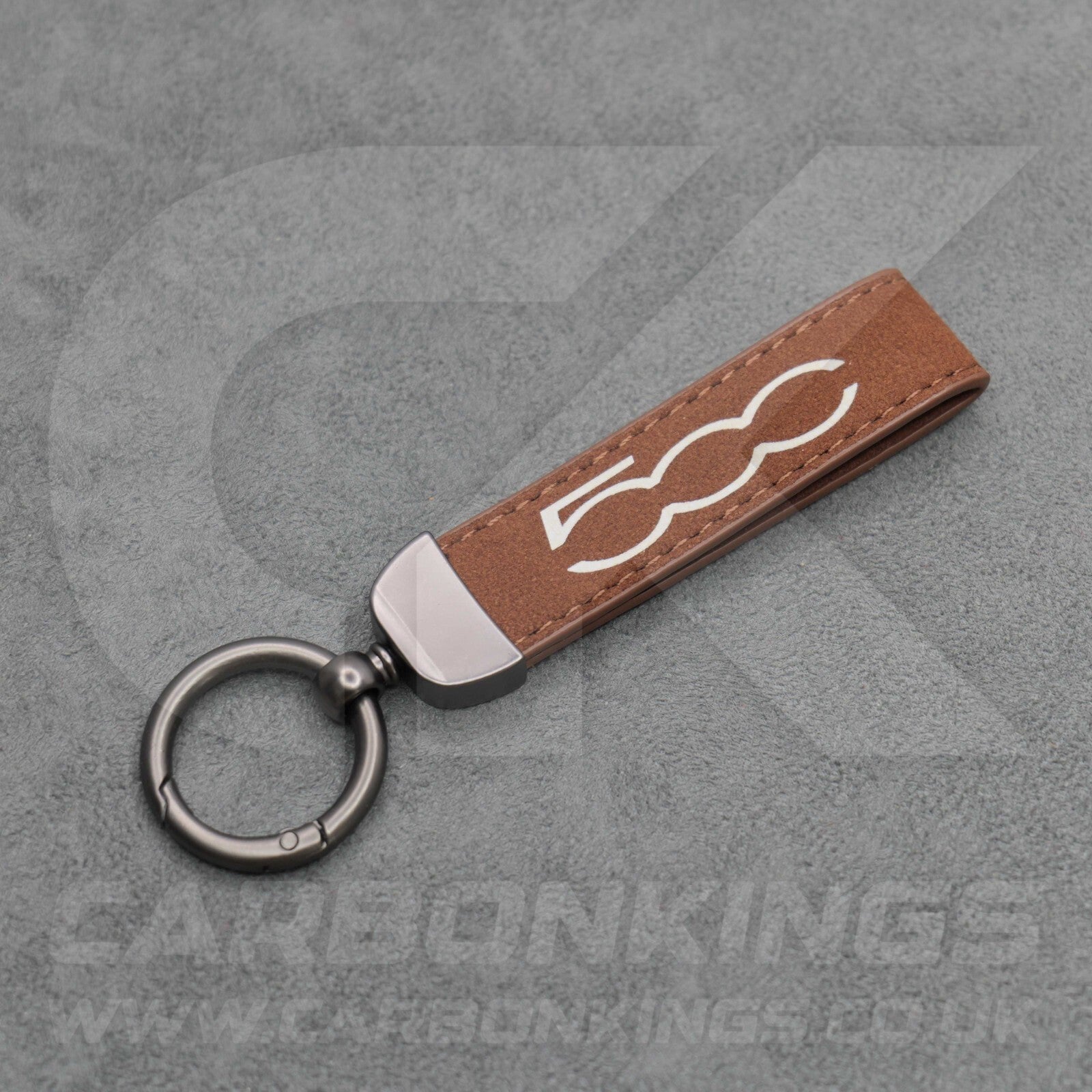 Fiat 500 Suede Car Key Ring Chain Alcantara Stitched Premium Durable Lightweight