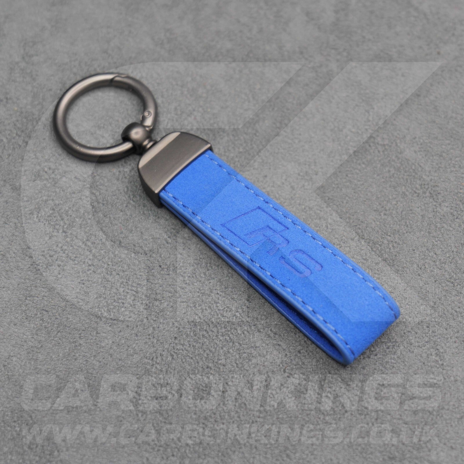 Audi RS Blue Suede Key Ring Chain Alcantara Stitched Premium RS3 RS4 RS5 RS6 RS7