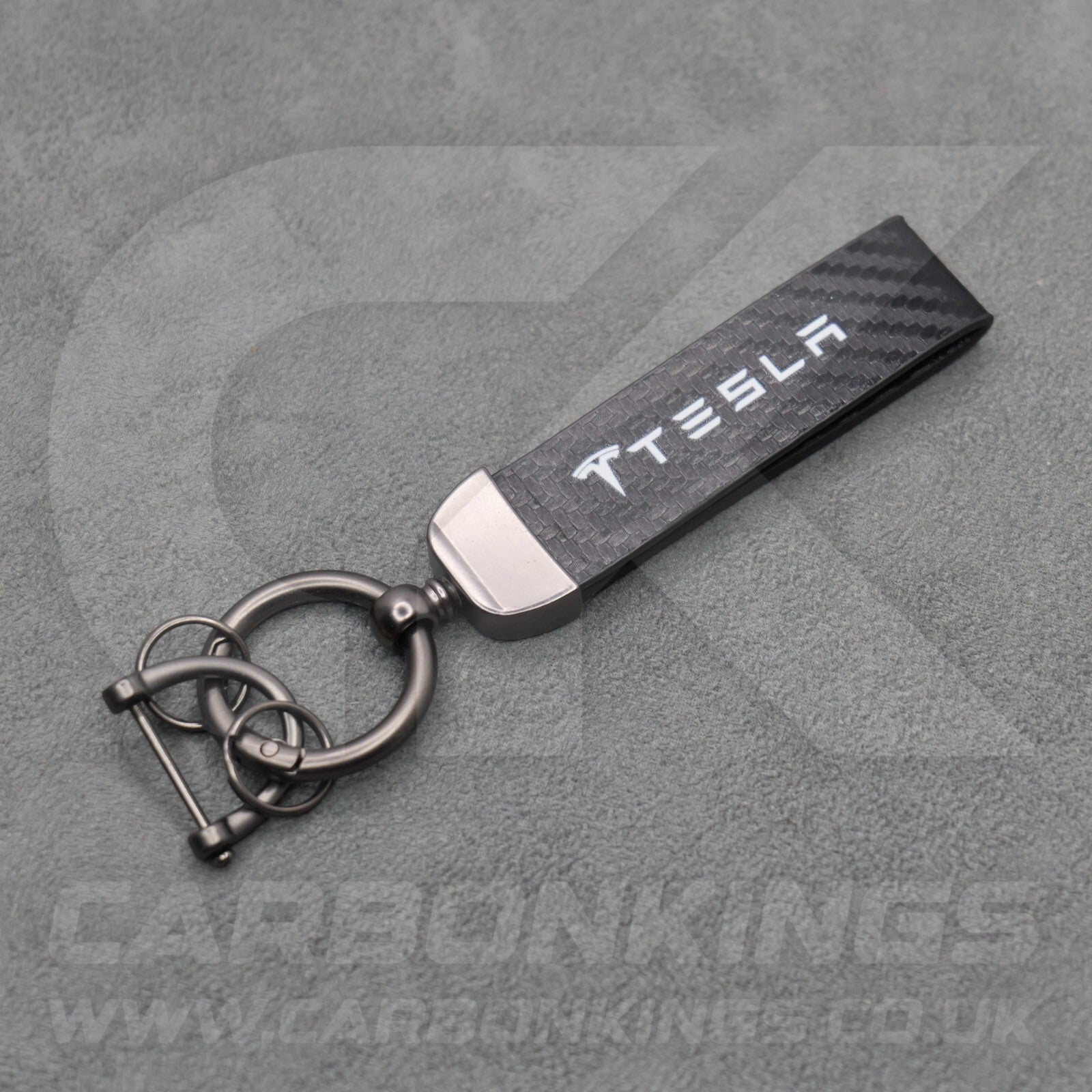Tesla Carbon Fibre Style Key Ring Chain Model S 3 X Y Premium Durable