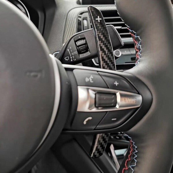 Carbon Fibre & Red +/- Gear Paddle Shifters for BMW F80 M3 F82 F83 M4 F87 M2 F30