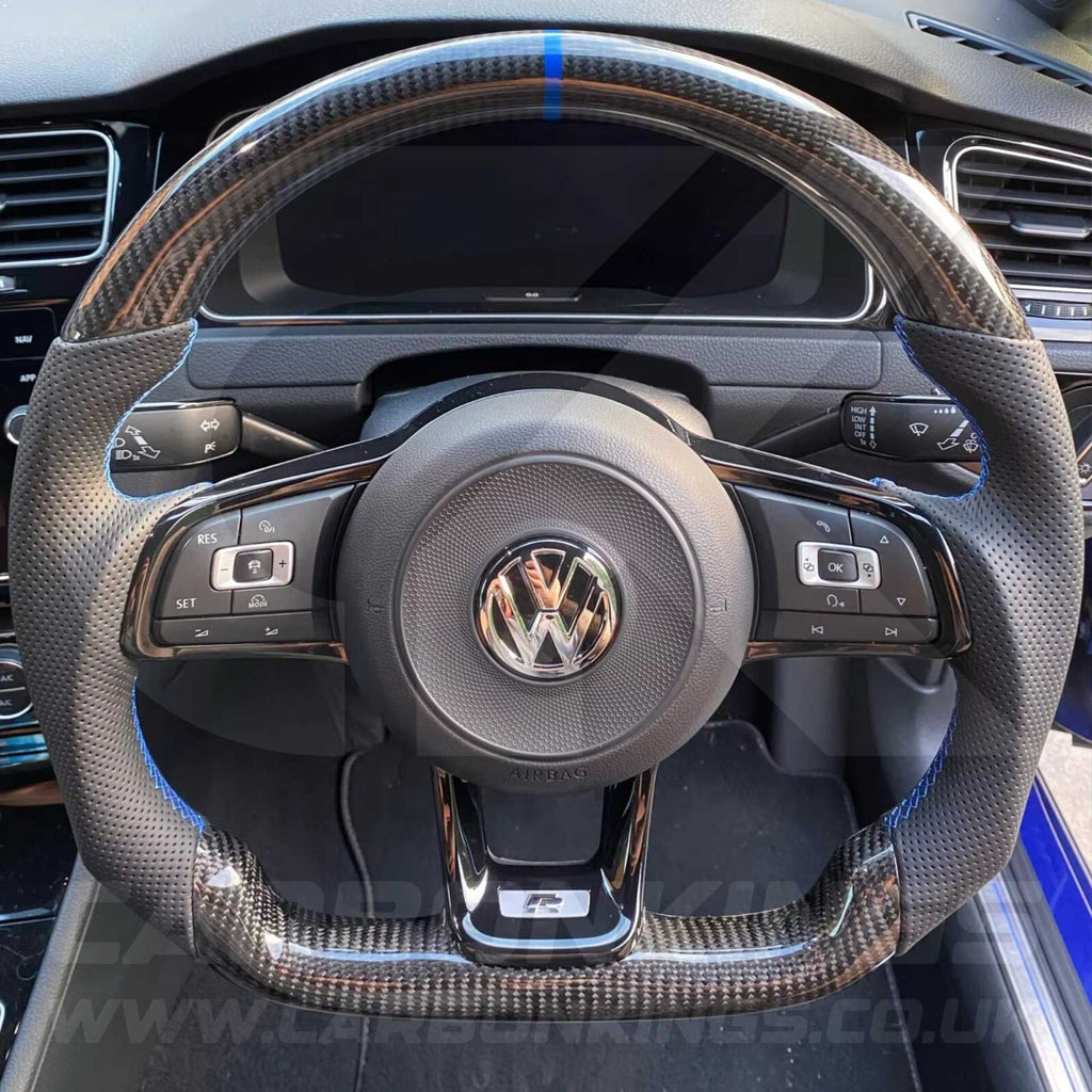 Volkswagen Carbon Fibre Steering Wheel VW Golf MK7 MK7.5 R R-Line GTI GTE GTD +