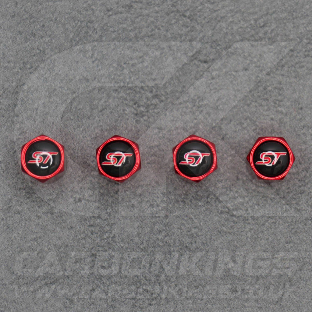 Ford ST Sport Red Anodised Wheel Valve Dust Caps Set Fiesta Focus Edge Puma