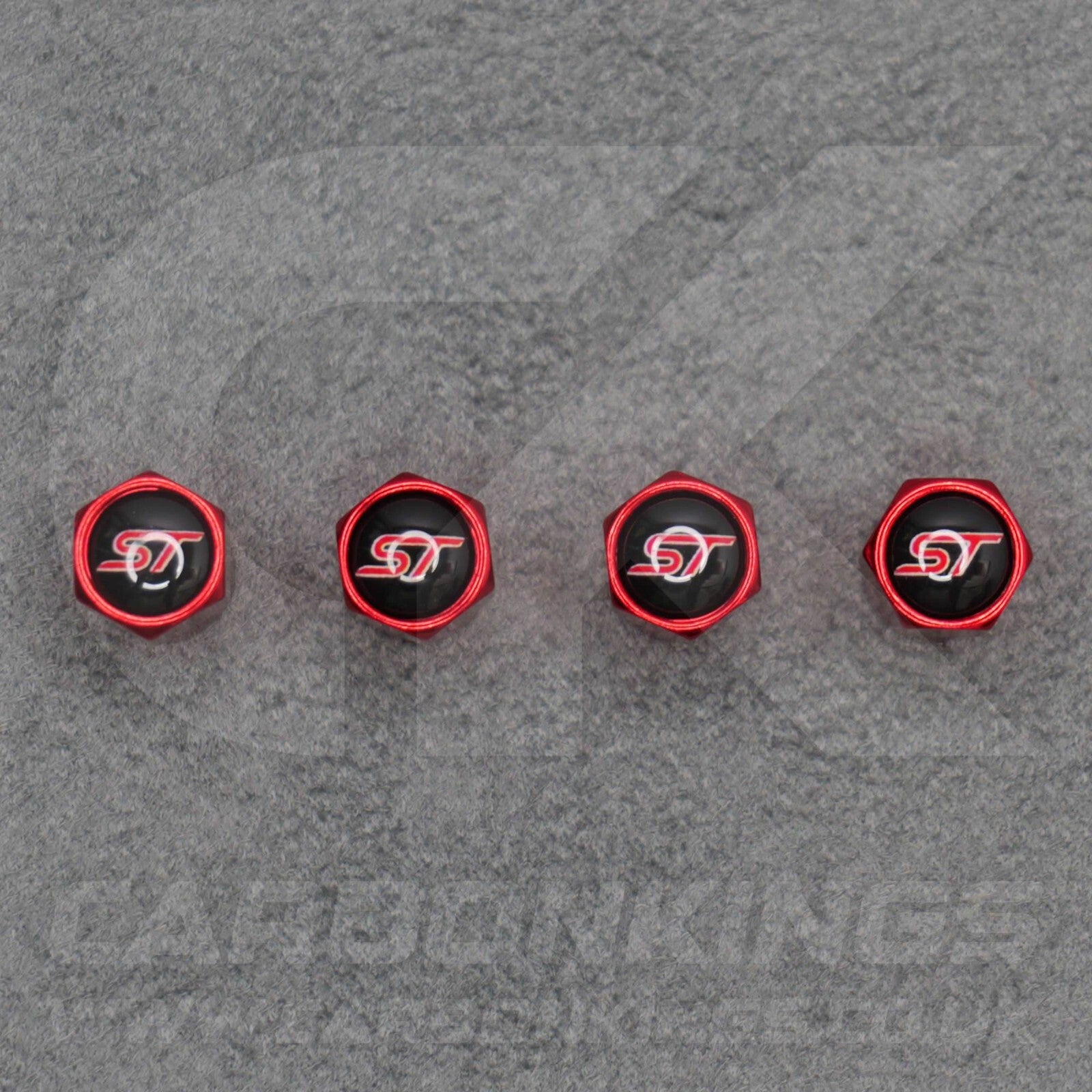 Ford ST Sport Red Anodised Wheel Valve Dust Caps Set Fiesta Focus Edge Puma