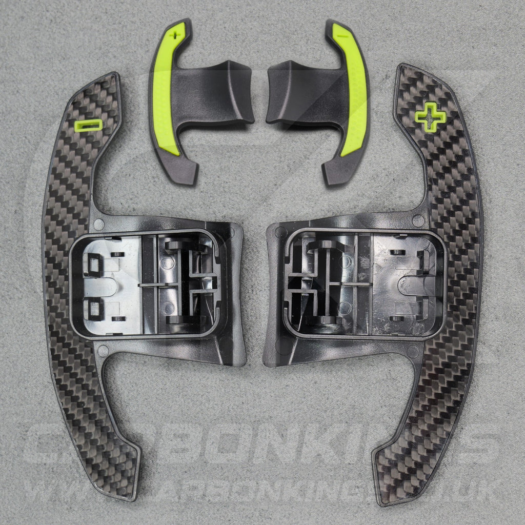 BMW Carbon Fibre / Yellow Gear Paddles Shifters F80 M3 F82 F83 M4 F87 M2 F30 G20