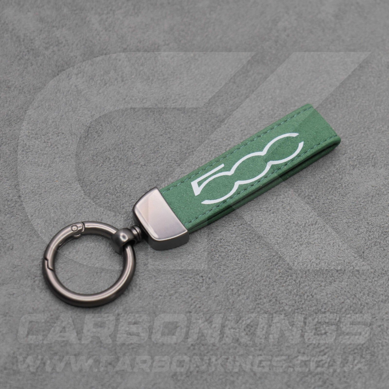 Fiat 500 Suede Car Key Ring Chain Alcantara Stitched Premium Durable Lightweight